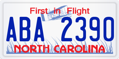 NC license plate ABA2390