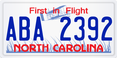 NC license plate ABA2392