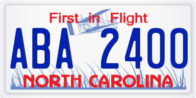 NC license plate ABA2400