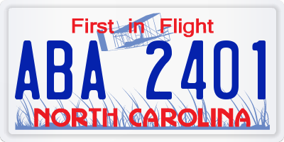 NC license plate ABA2401