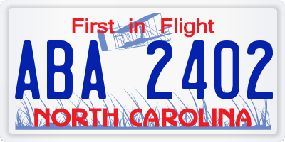 NC license plate ABA2402