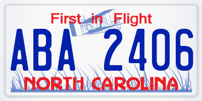 NC license plate ABA2406