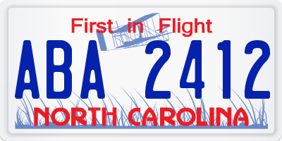NC license plate ABA2412