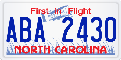 NC license plate ABA2430