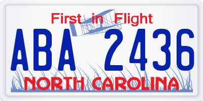 NC license plate ABA2436