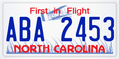 NC license plate ABA2453