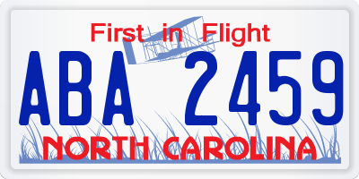 NC license plate ABA2459