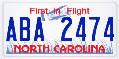 NC license plate ABA2474