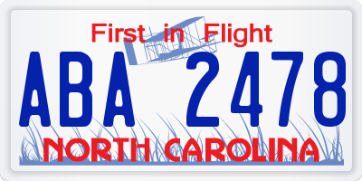 NC license plate ABA2478