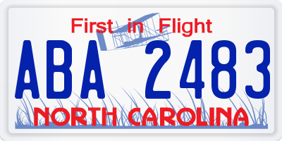 NC license plate ABA2483