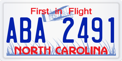 NC license plate ABA2491