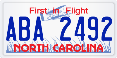 NC license plate ABA2492