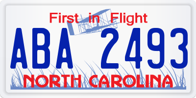 NC license plate ABA2493
