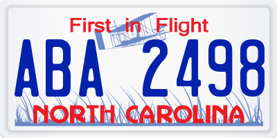 NC license plate ABA2498