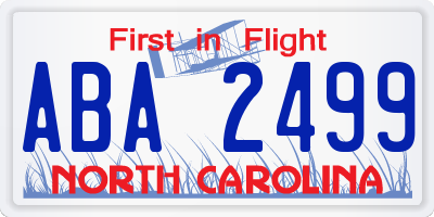 NC license plate ABA2499