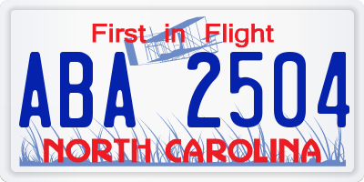 NC license plate ABA2504