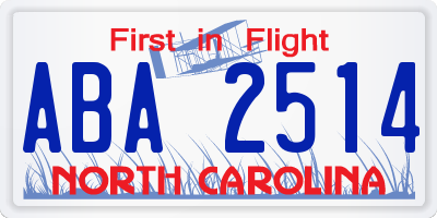 NC license plate ABA2514