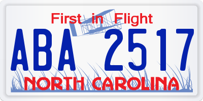 NC license plate ABA2517