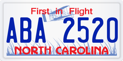 NC license plate ABA2520