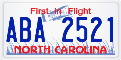 NC license plate ABA2521