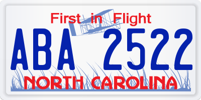 NC license plate ABA2522