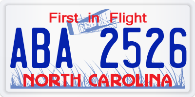 NC license plate ABA2526
