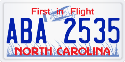 NC license plate ABA2535