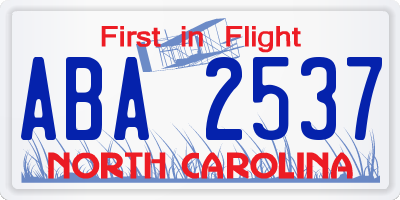 NC license plate ABA2537