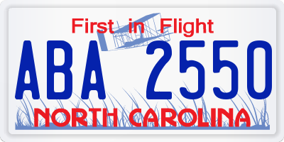 NC license plate ABA2550