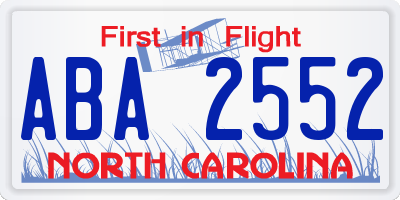 NC license plate ABA2552