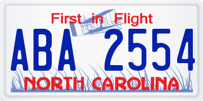 NC license plate ABA2554