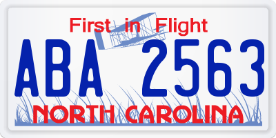 NC license plate ABA2563