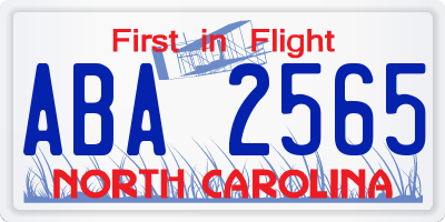 NC license plate ABA2565