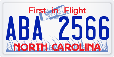 NC license plate ABA2566
