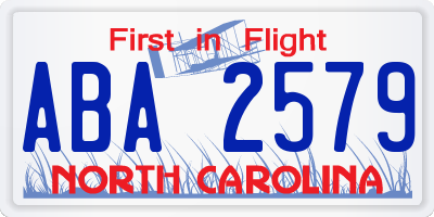 NC license plate ABA2579