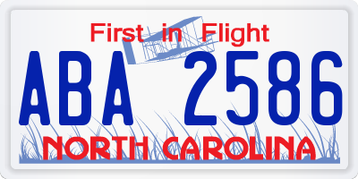 NC license plate ABA2586
