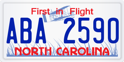 NC license plate ABA2590