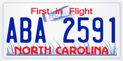 NC license plate ABA2591