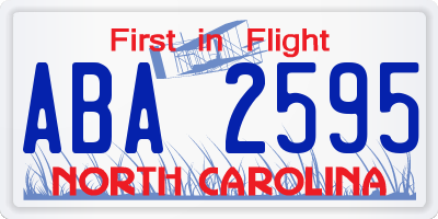 NC license plate ABA2595