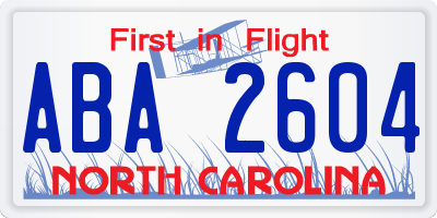 NC license plate ABA2604