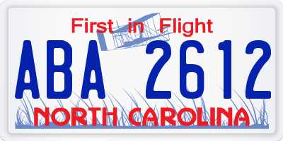 NC license plate ABA2612