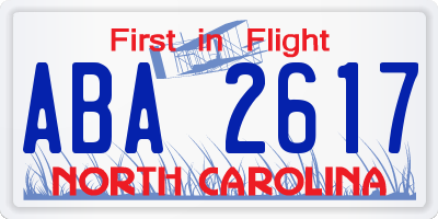 NC license plate ABA2617