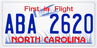 NC license plate ABA2620