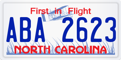 NC license plate ABA2623