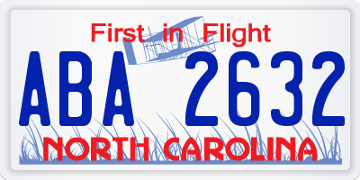 NC license plate ABA2632