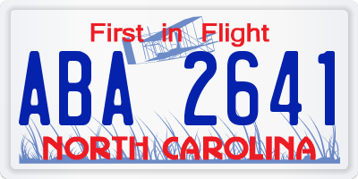 NC license plate ABA2641