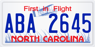 NC license plate ABA2645