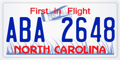 NC license plate ABA2648