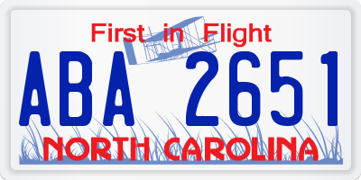NC license plate ABA2651