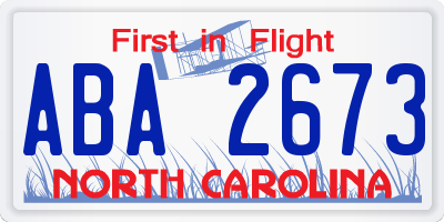 NC license plate ABA2673